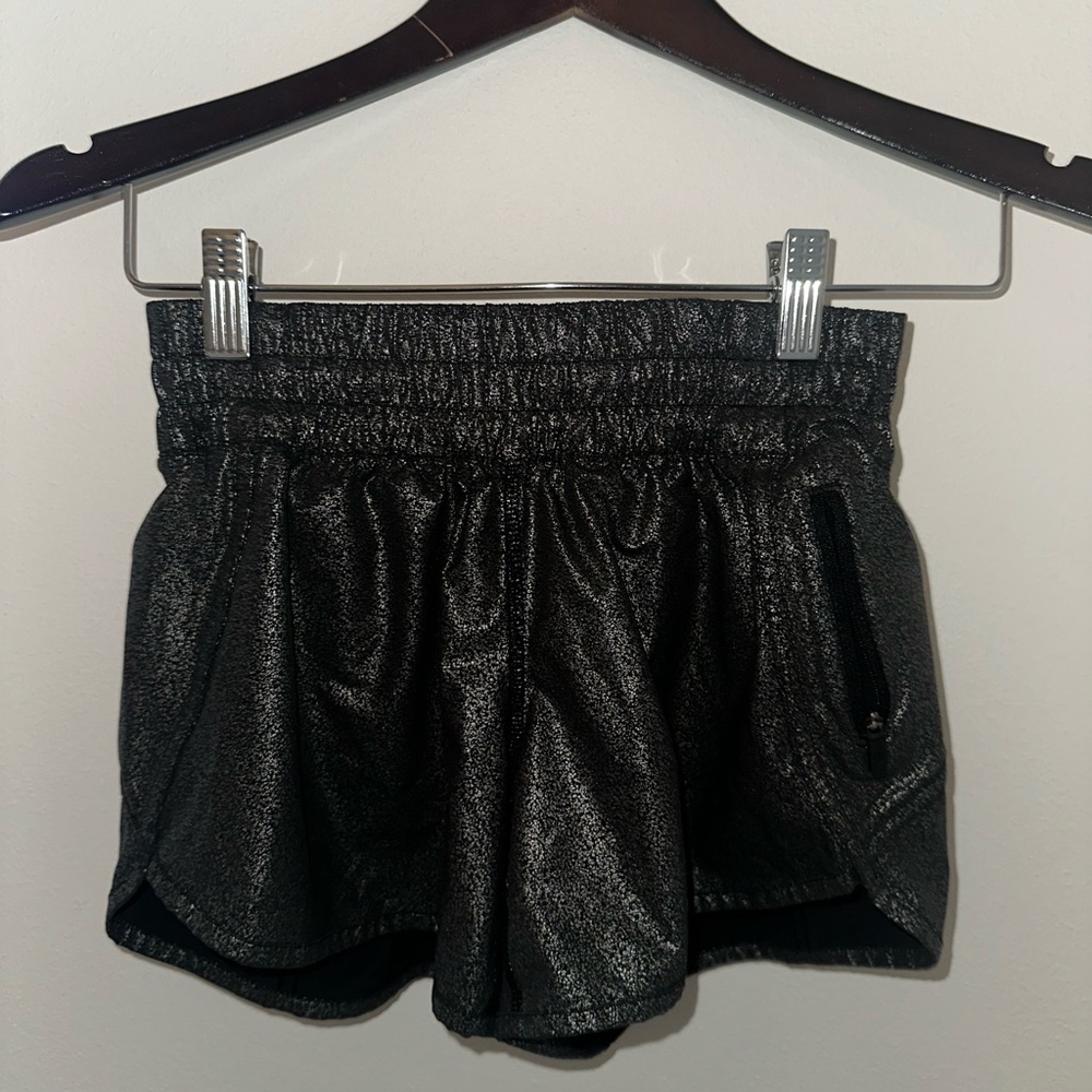 Lululemon shorts, metallic black undertones of silver, size 4